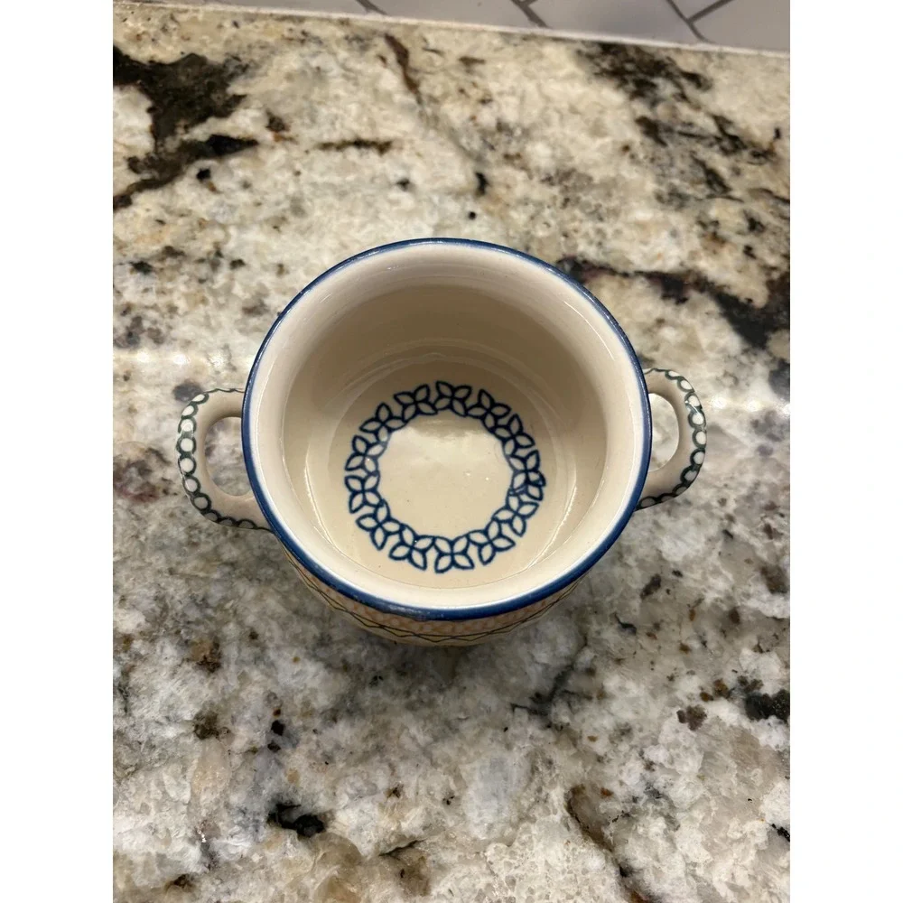 Ceramika Artystyczna Polish Pottery Sugar Bowl‎ with Lid Hand Made in Poland